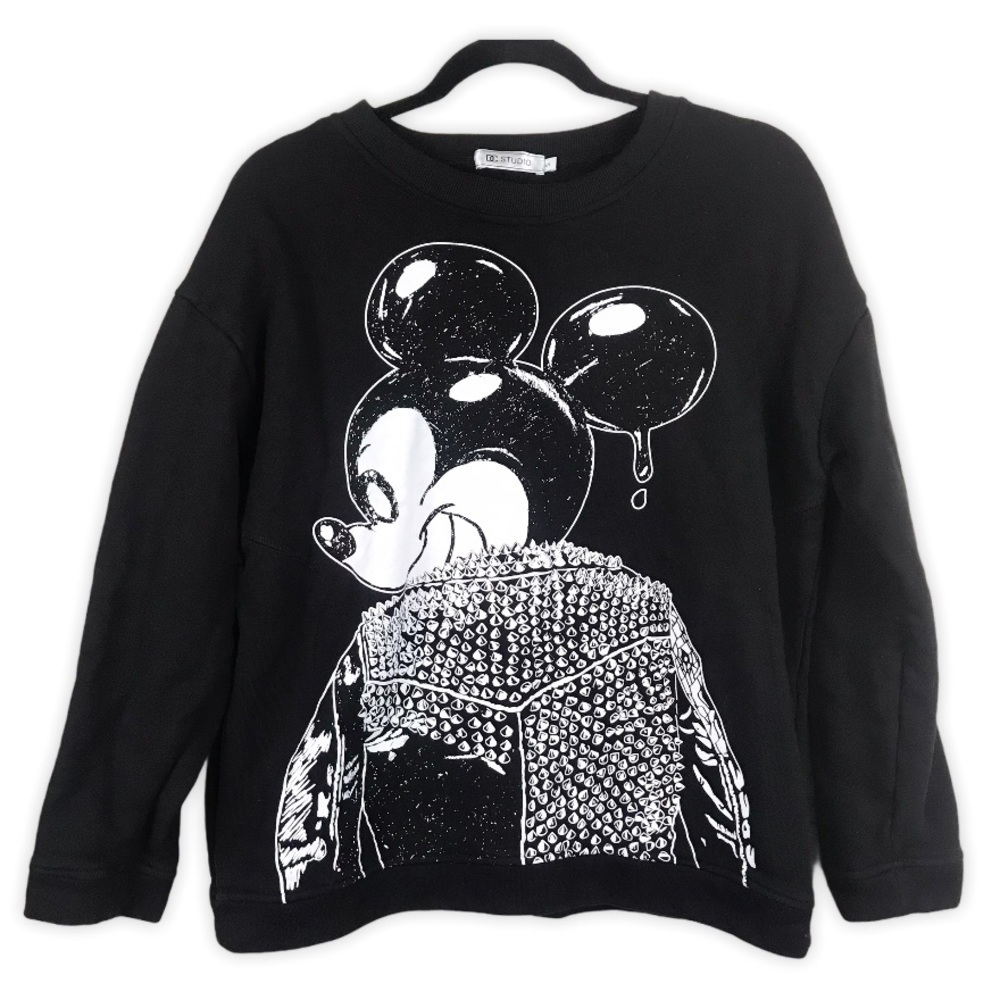 Rebel Punk Mickey Mouse‎ Graphic Black Sweatshirt